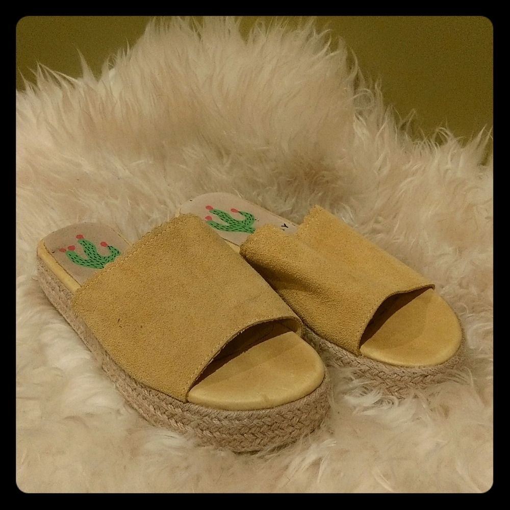 Yellow suede platforms